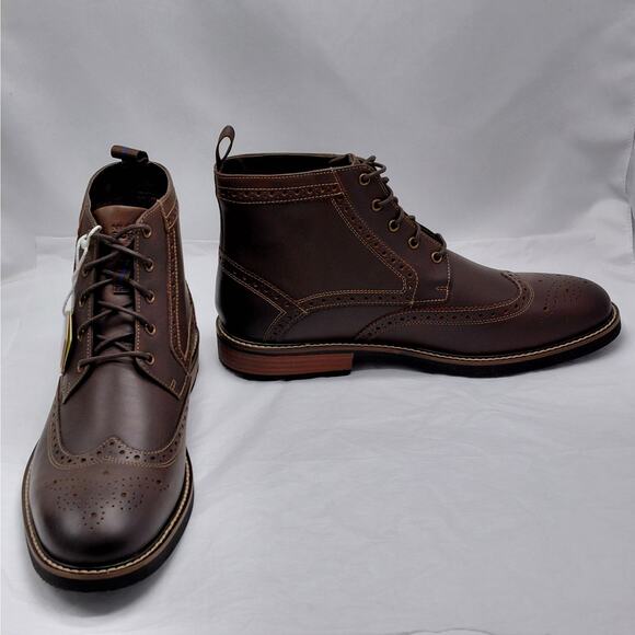 Nunn Bush Mens Chukka Boots Size 12M Brown Leather Wingtip Brogue Lace Up Shoes - Picture 3 of 12